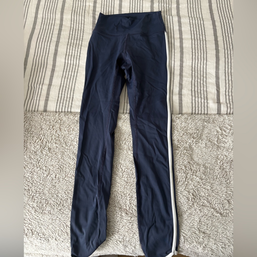 Gilly Hicks Navy Blue Athletic Leggings with Side Stripe